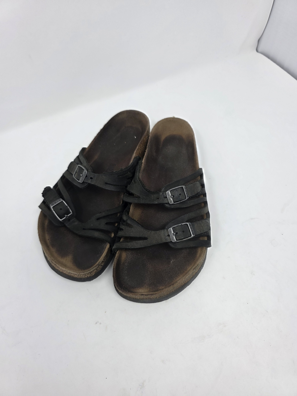Birkenstock Black Leather Multi Strap Slide Sandals Women’s EU 38 US 7–7.5